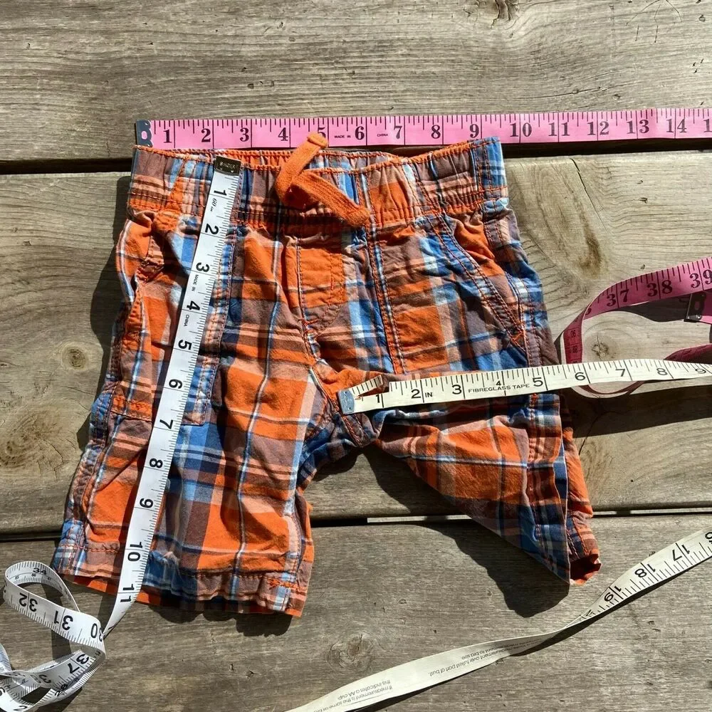 Crazy‎ 8 Boys Shorts Size 2 Awesome Ocean Orange Blue Plaid Pull On Cotton